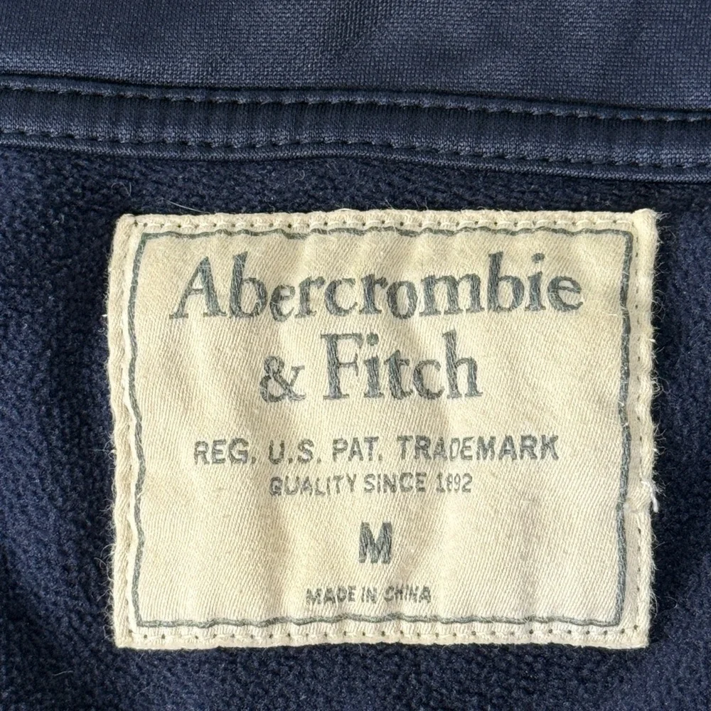 Abercrombie & Fitch Track‎ Jacket Spellout Womens M Navy Full Zip Athletic Read